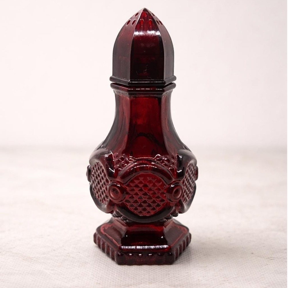 Avon Cape Cod Ruby Red Glass Shaker Bottle Vintage